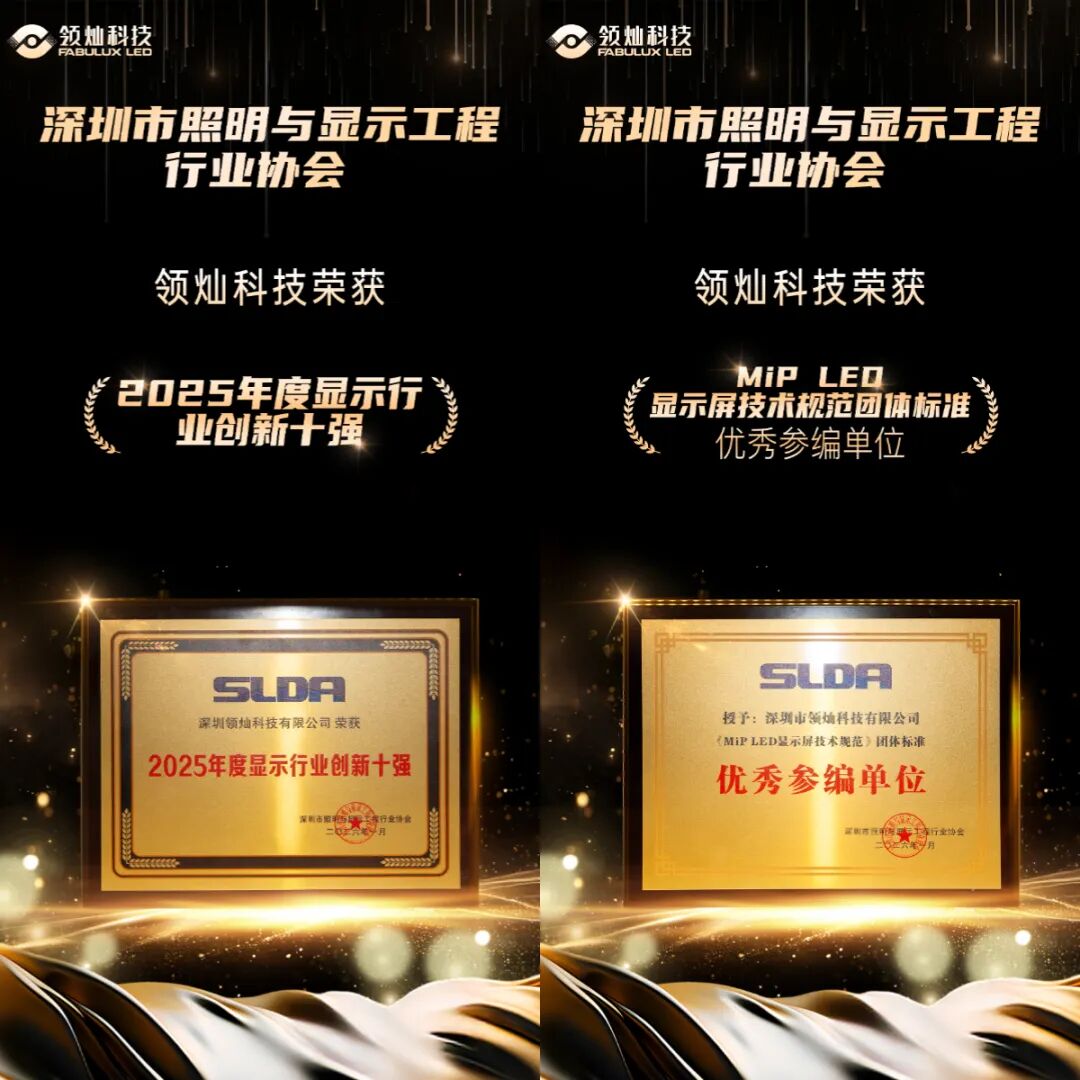 再添荣誉！领灿科技荣获深圳市照明与显示工程行业协会双项认可